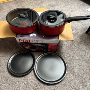 7 Pieces Tfal Ingenio Nonstick Red Cookware Set